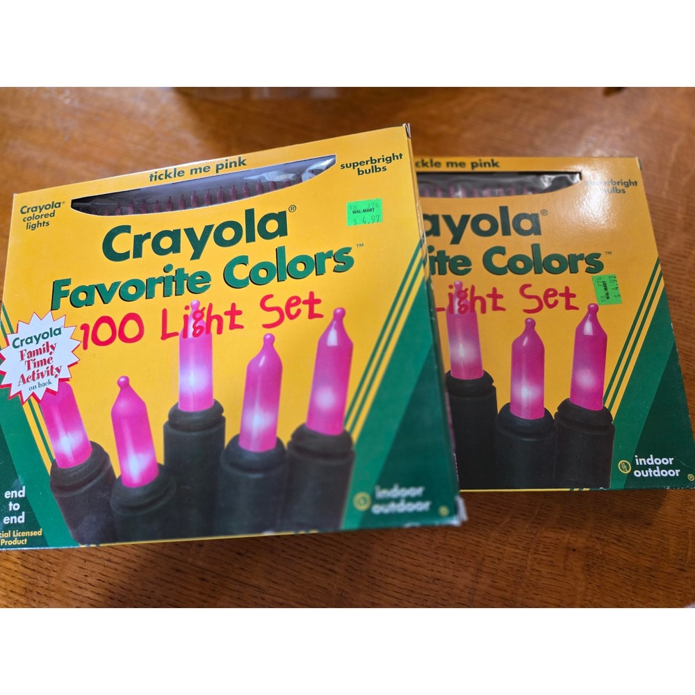 Crayola Favorite Colors 100 Light 2 Sets Tickle Me Pink Indoor Outdoor Christmas